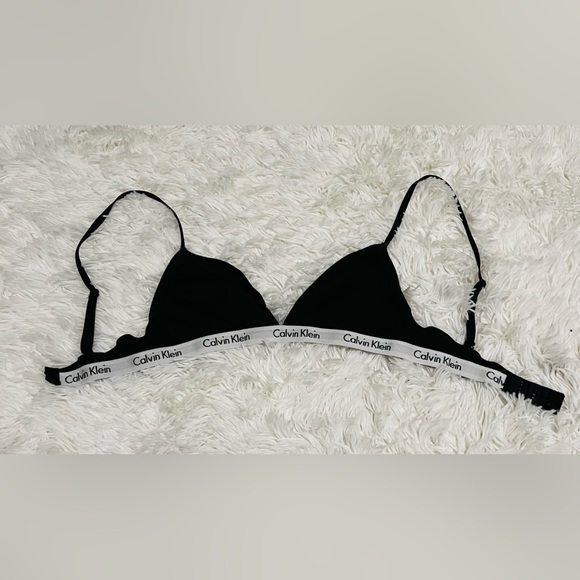 Calvin Klein Bralette - Triangle - Cotton - Black / White - Adjustable - SZ S - Picture 3 of 7